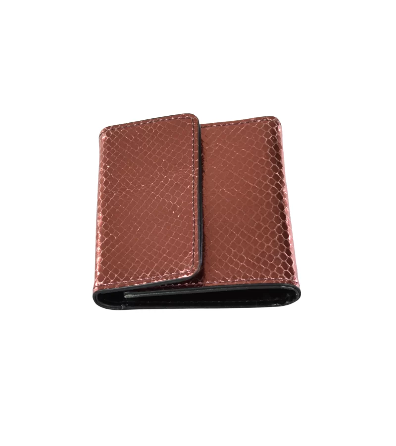 Women's Small Leather Wallet with Shiny Python Print - Image 4