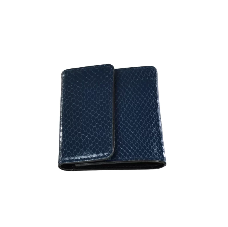 Women's Small Leather Wallet with Shiny Python Print - Image 2