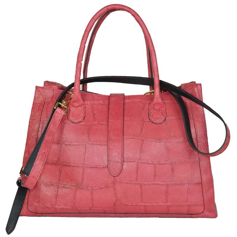 Borsa Saddle in vero Coccodrillo con chiusura magnetica