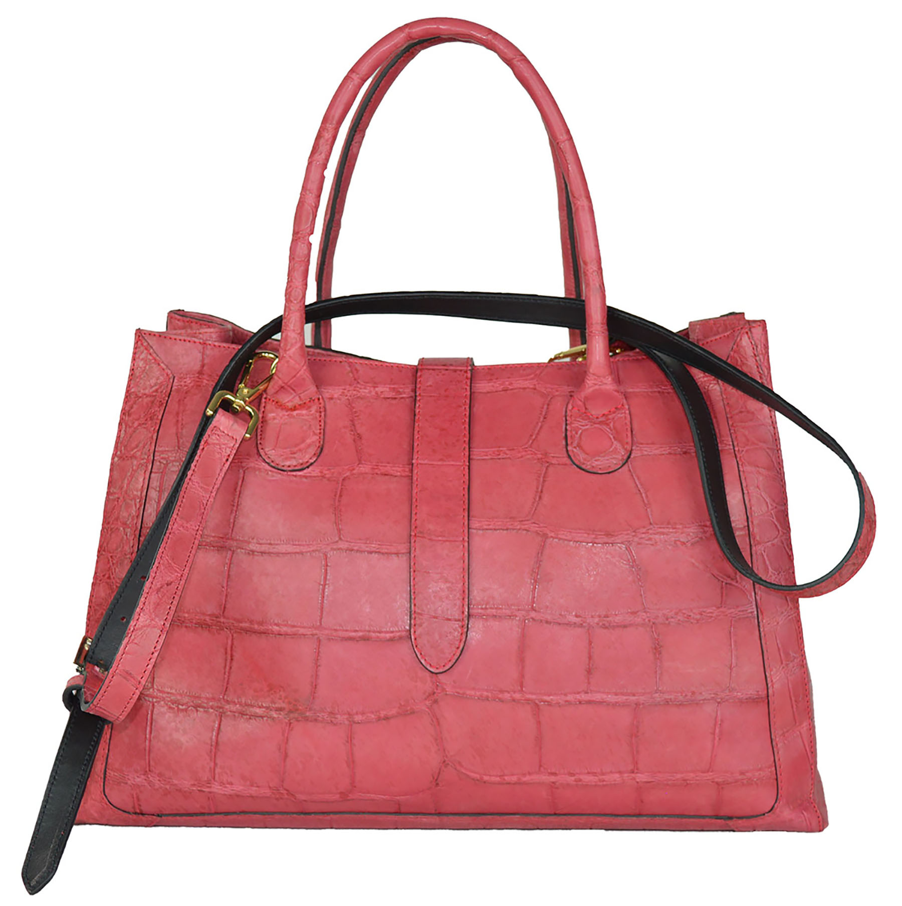 Borsa Saddle in vero Coccodrillo con chiusura magnetica