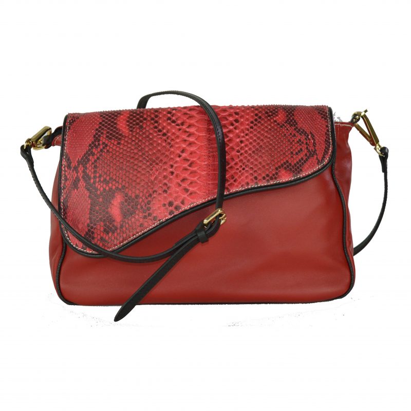 Shoulder bag patta in vero pitone - immagine 4