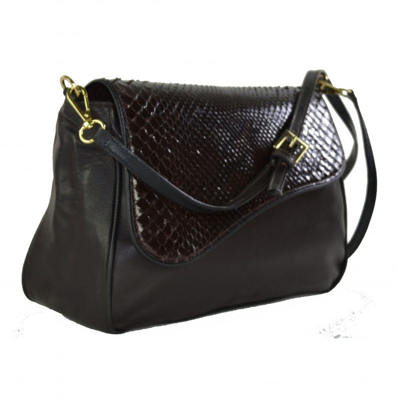 Shoulder bag patta in vero pitone - immagine 8