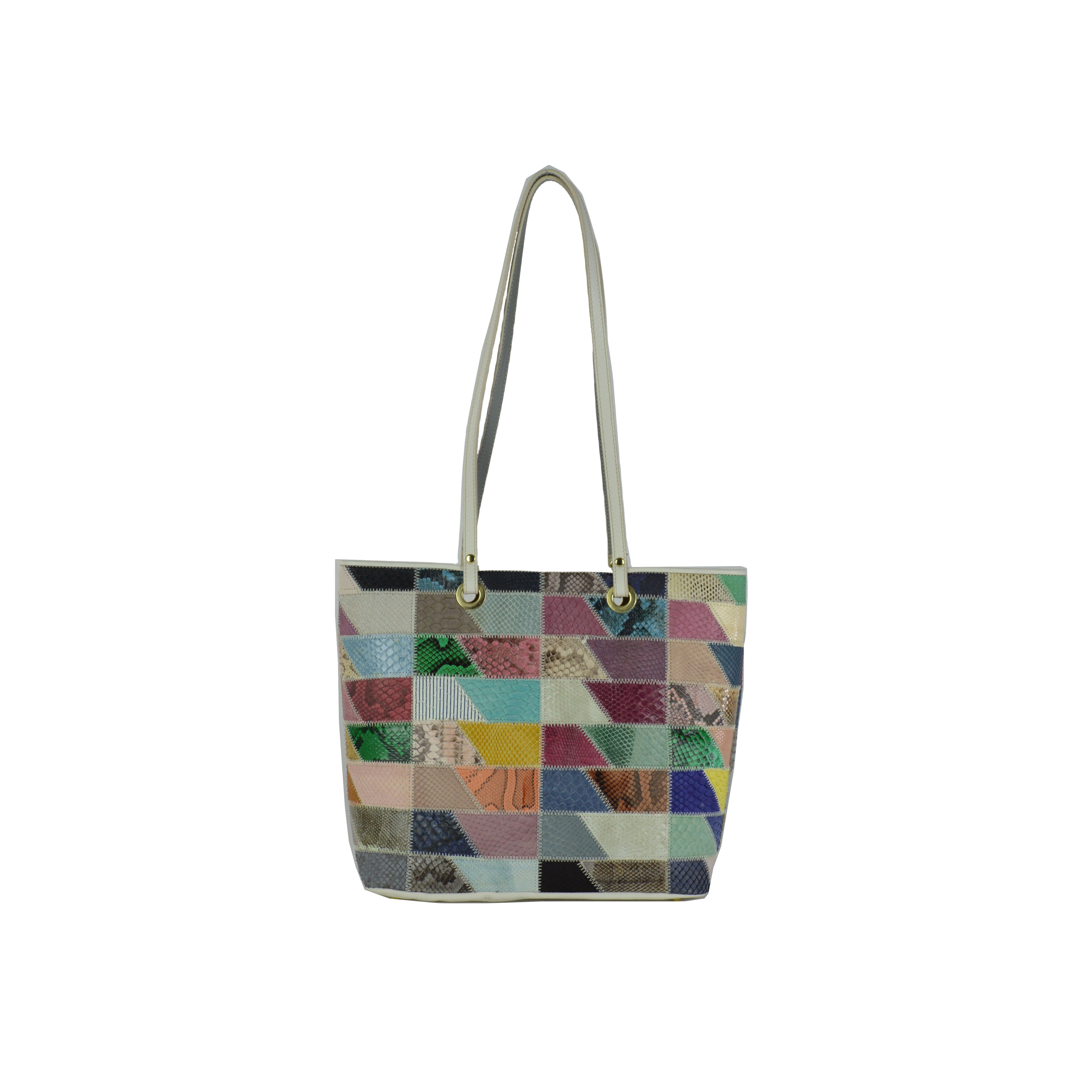 Genuine python patchwork large shopper bag